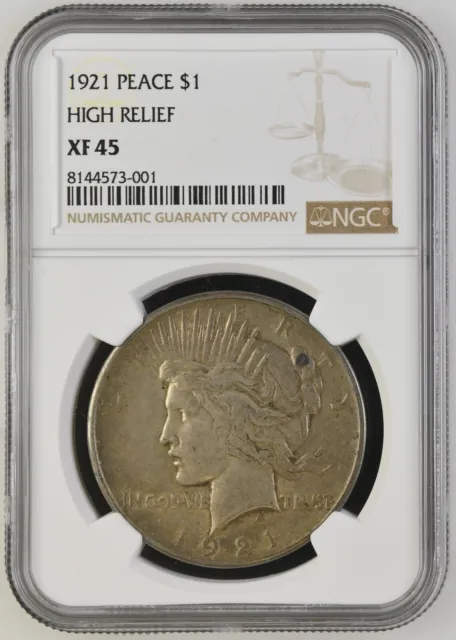 1921 Peace Silver Dollar $1 High Relief NGC XF45 8144573-001