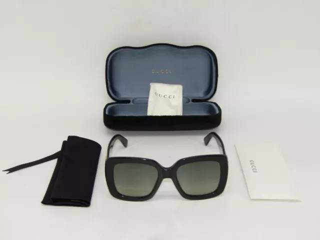 Gucci Oversized Square Gradient Sunglasses Black/Dark Gray GG0141SN *Pre-Owned*