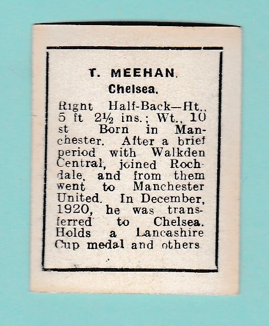 Chelsea  F.c.  - Footballer - T.  Meehan - D. C.  Thomson  -  C 1930 2