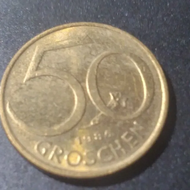 Austria 50 Groschen 1986, Austrian Shield, Coin KM# 2885 Brilliant coin