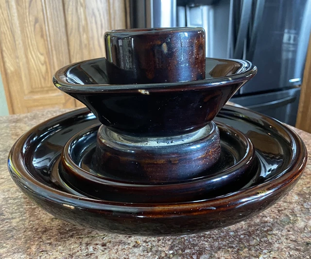 Vintage Large Brown Ceramic High Voltage Power Line Insulator 10 x 7”