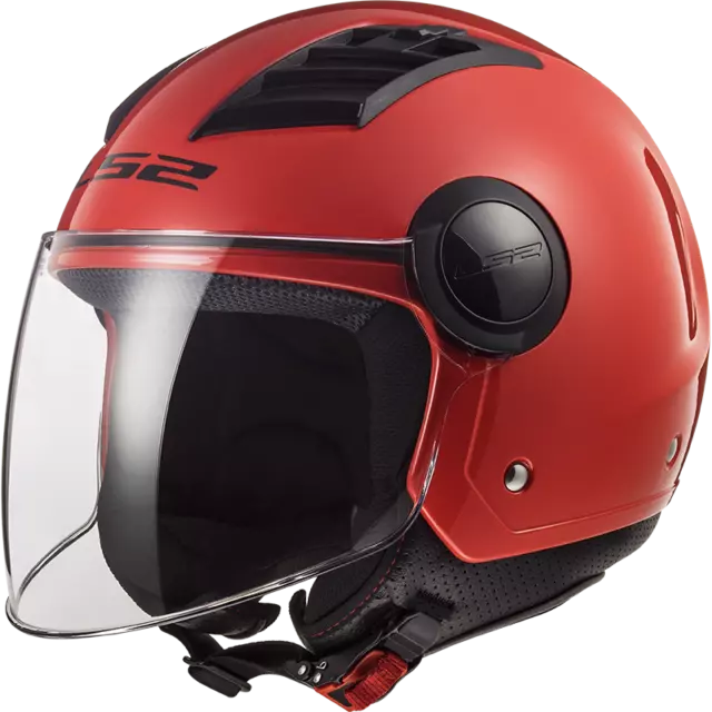 Casco Jet Ls2 Of562 Airflow Solid Rosso Lucido Interno Removibile Prese D'aria