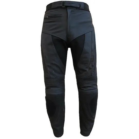 Pantaloni da moto in pelle da uomo ST ROAD-PRINCE Dual Road in bianco-nero