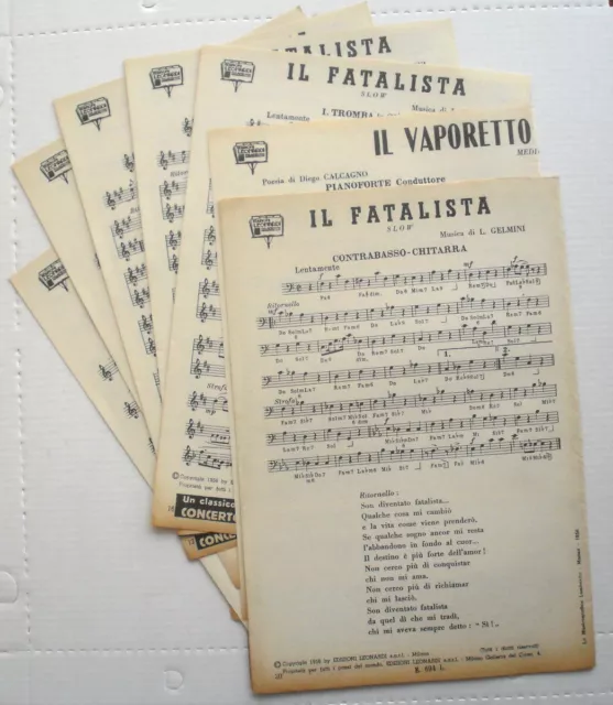 Il Vaporetto Della Mattina - Il Fatalista - 1956 Spartito Musicale Italy /Sheet 2