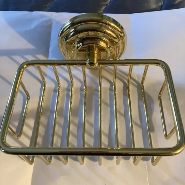 Rare Antique Nickel Gold Plated Brass Soap Dish Basket Holder Size 5.5X4.5