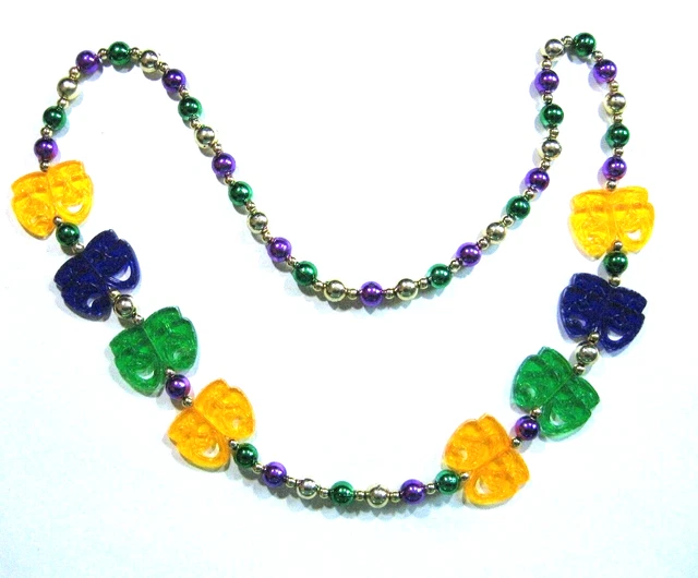 Joy & Sorrow / Comedy & Tragedy  Theatre Masks Mardi Gras Beads Necklace