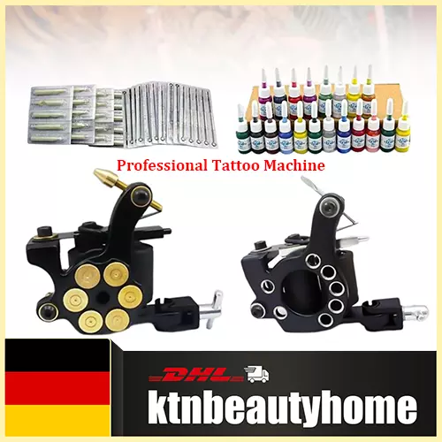 Tätowierung Komplett Tattoo Set 2 Tätowiermaschine 20 Farben Inks 50 Nadeln NEU