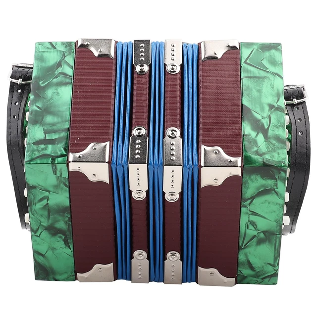 (Green)Accordion 20 Button Concertina Anglo Concertina Musical Instrument HR6