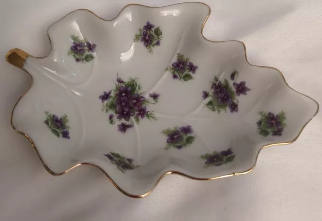 Lefton China Vintage Snack Plate Hand Painted, Beautiful Purple Flowers Gold