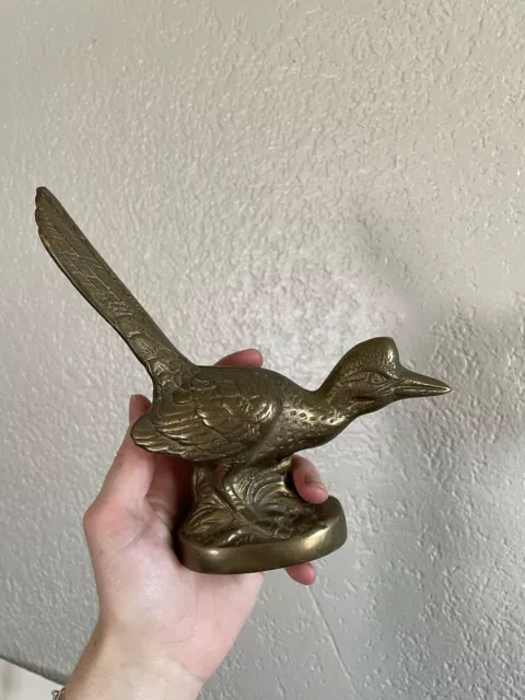 Vintage Brass Metal Running Road Runner Bird Figurine