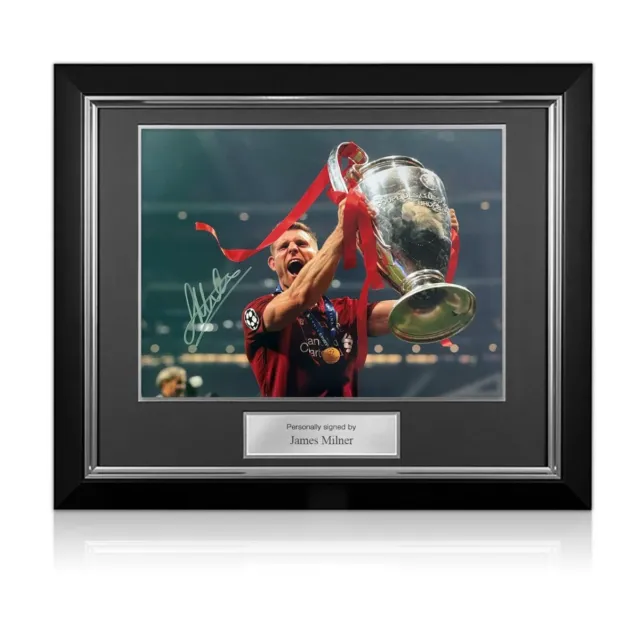James Milner Signed Liverpool Football Photo: UCL Trophy. Deluxe Frame