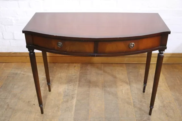 Antique style bow front Mahogany writing desk - console table