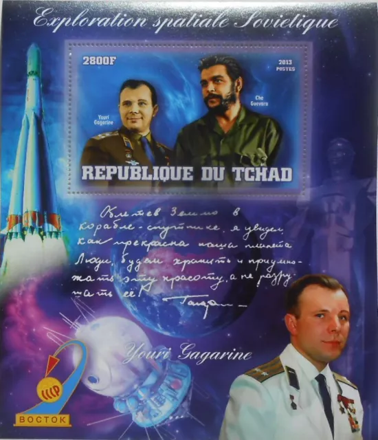 VOSTOK 1 space Yuri Gagarin & Che Guevara LUX-sheet MNH #tch2013-08