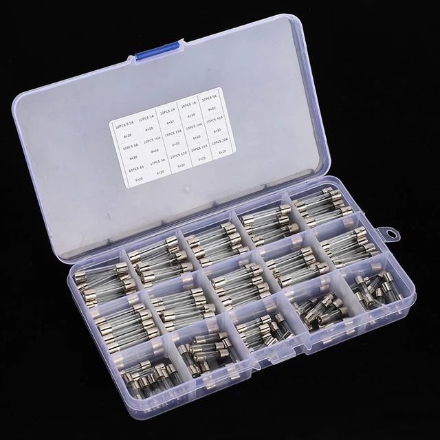 Assortiment De Fusibles En Tube De Verre 150 Pièces 6x30mm 0.5A/1A/2A/3A/5A