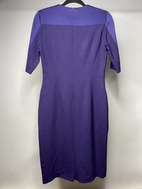 Hugo Boss Crop Sleeve Dress in Stretch Virgin Wool Purple Women's 4 Sheath 3