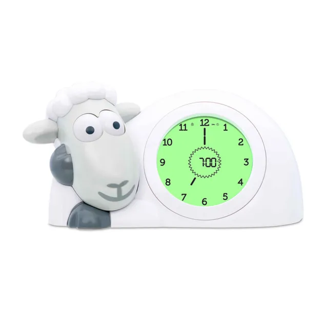 Zazu Sam the Lamb 20cm Sleep Trainer/Clock Night Light for 2y+ Baby/Toddler Grey