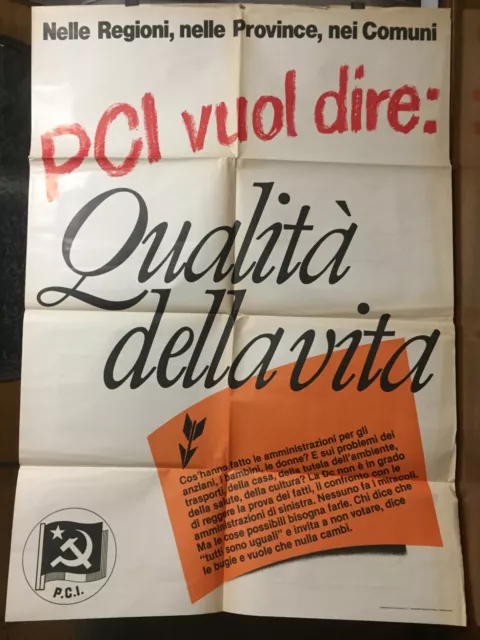 Manifesto originale RARISSIMO 1980 PARTITO COMUNISTA QUALITà DELLA VITA (203)