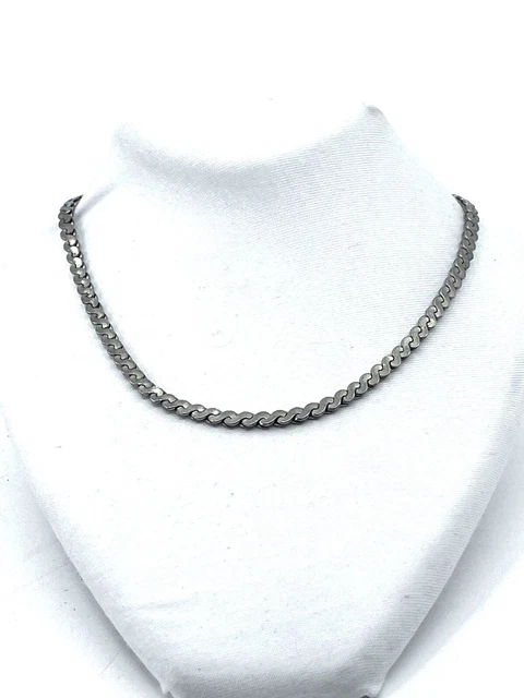 1950s CORO Pegasus Silvertone SERPENTINE 15" Chain NECKLACE Signed-Pat Pending