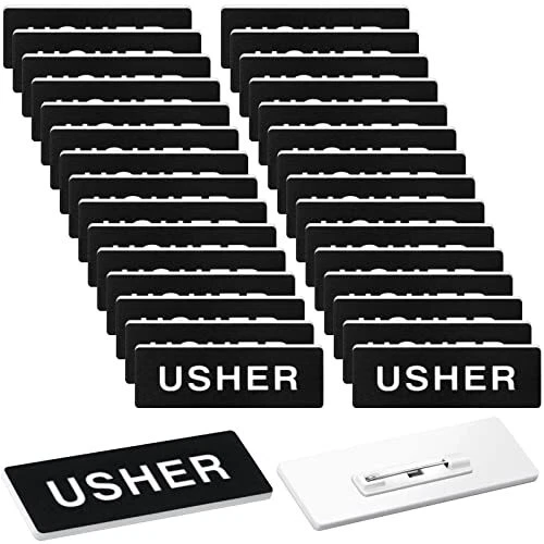 30 Pack Usher Badges Usher Pins for Church Acrylic Usher Name Tags with Pins ...