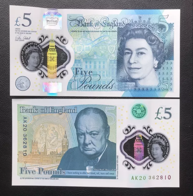 UNC Bank Of England £5 Five Pounds 2016 Polymer Issue Cleland Signed UK British