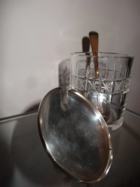 Ancien Moutardier / Sucrier En Verre Et Inox – Marque Casalinghi