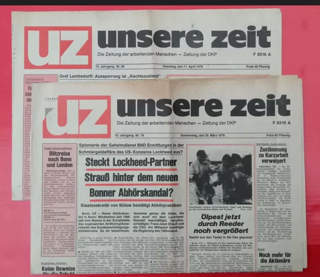 30.3.1978 + 11.4.1978 UZ Unsere Zeit * DKP Kommunistische Partei Westdeutschland