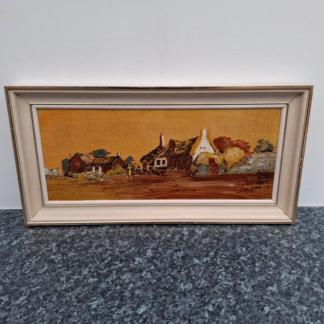 VINTAGE OIL PAINTING On Board Farm Landscape Framed & Signed - See ...