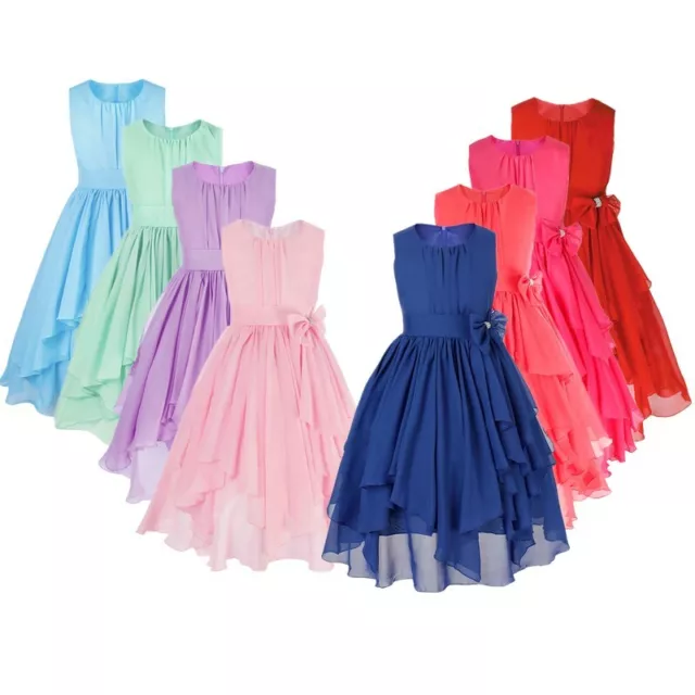 UK Kid Flower Girls Princess Party Dress Wedding Bridesmaid Gown Pageant Costume