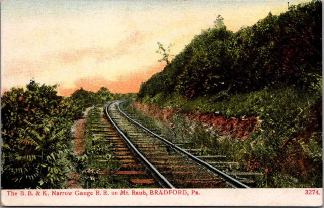 Postcard The B.B.& K. Narrow Gauge RR on Mt Raub; Bradford, Pennsylvania DL