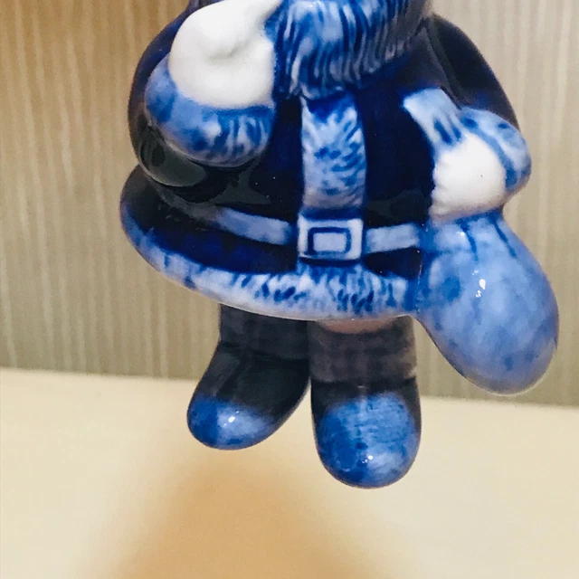 Blue And White Delft Style Santa Father Christmas Tree Ornament Blue Ribbon 3