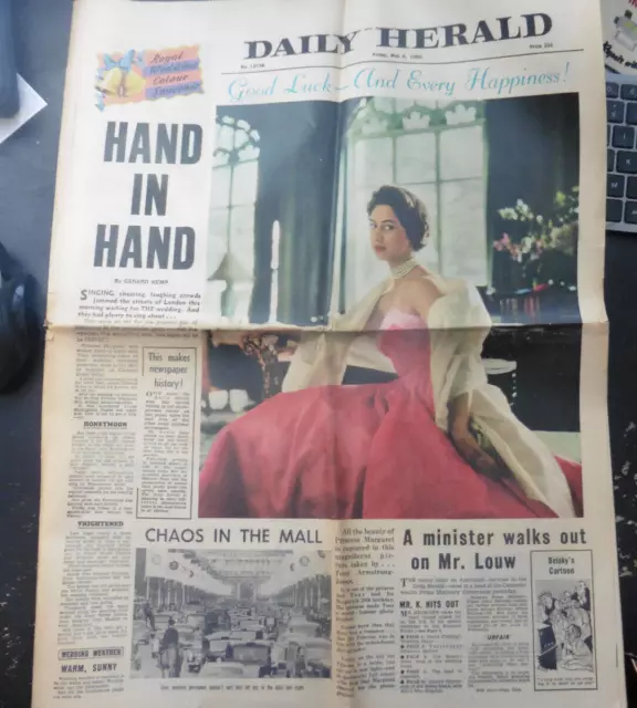 1960 HRH Princess Margaret Wedding Daily Herald Colour Pictures 06/05/1960
