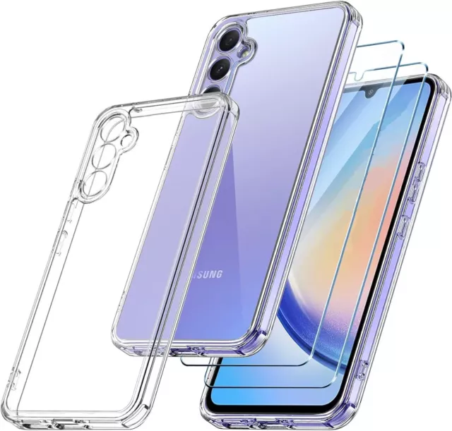 For Samsung Galaxy A35 5G Case Clear Gel Phone Cover & Glass Screen Protector