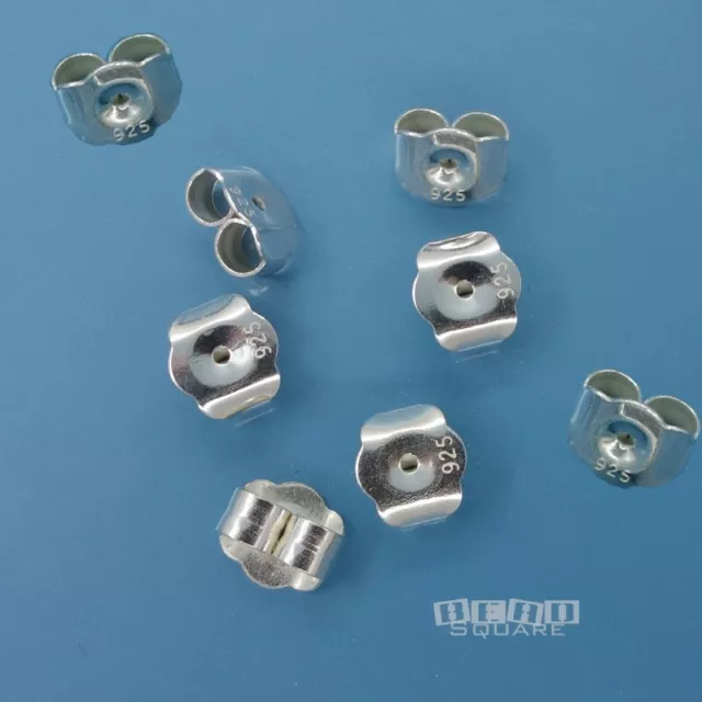 8 Large Solid Sterling Silver Post Earring Clutches / Ear Backs 6.3 x 7mm #33532
