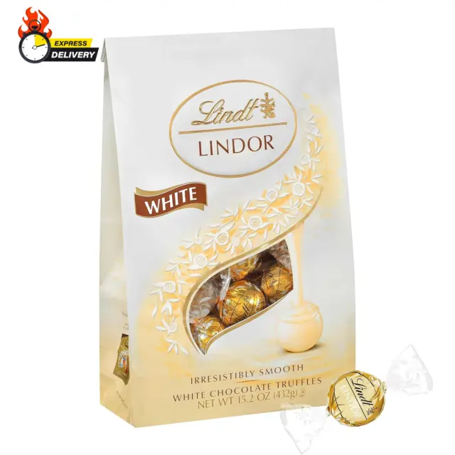 LINDOR White Chocolate Candy Truffles, White Chocolate Candy with Smooth, Meltin