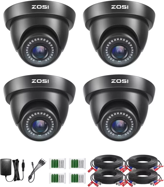 ZOSI 1080P Cámara Exterior Domo 2MP Cámara TVI para Sistema de Vigilancia Negro