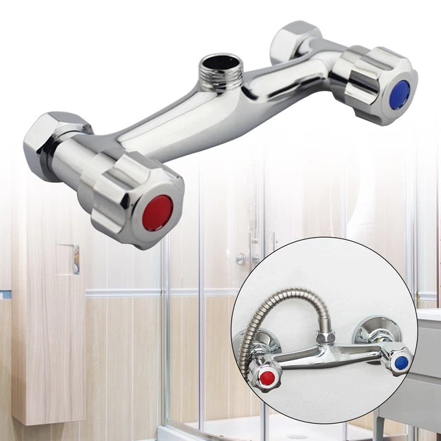 Bathroom Shower Sink Mixer Taps Bar Brass Valve Twin Outlet  1/2" Chrome Modern