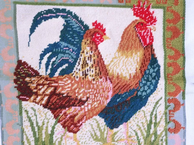 EHRMAN  Needlepoint / Tapestry 1990 Hen & Cock  Nearly Finished Canvas only