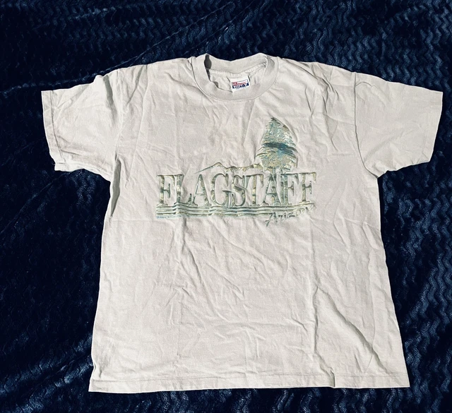 Vintage 90s Flagstaff Arizona Trees T Shirt Olive Green Hanes Beefy Large