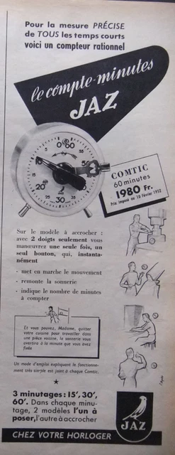 1952 Press Advertisement The Jaz Comtic Minutes Account At Your Watchmaker