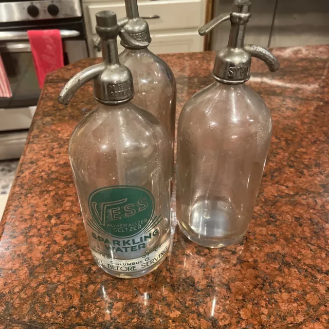 Vintage Antique Seltzer Soda 37 Oz. Glass Bottles 7-Up, Dr. Pepper, SYFO 5lbs/ea