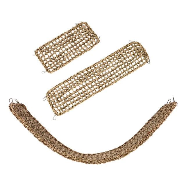 Parrot Climbing Rope Ladder Parrot Hanging Grass Woven Net Hammock Perching Bird