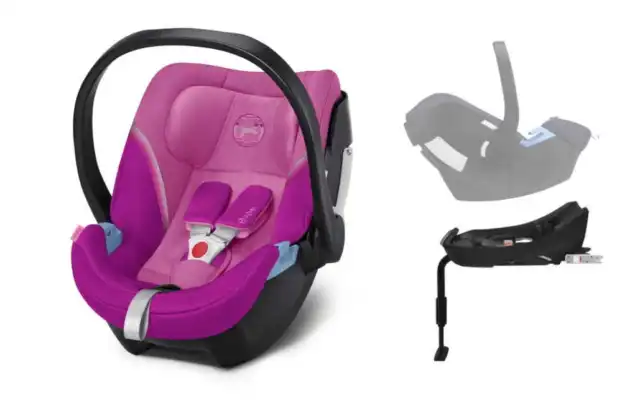 Newborn car seat 0-13 Kg Cybex Aton 5 Magnolia Pink  + ISOFIX base 2-Fix CYBEX
