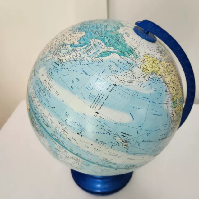 Replogle 12” World Nation Series Globe Raised Textured MAP w Blue Metal Stand