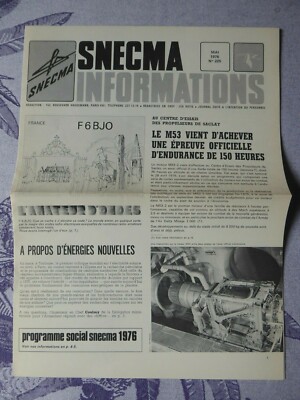 JOURNAL SNECMA 185 6/1972 CONCORDE 02 LARZAC 04 BANC VILLAROCHE OLYMPUS M53 