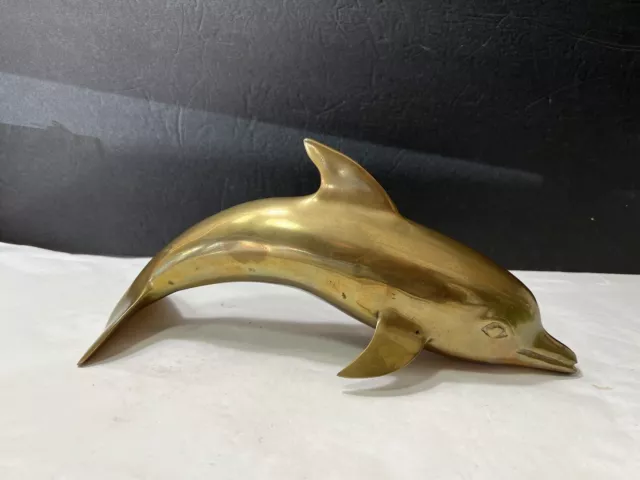 Vintage Large Heavy Brass Dolphin 11”