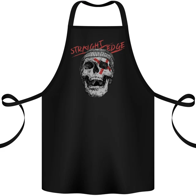 Straight Edge Skull Biker Motorcycle Cotton Apron 100% Organic