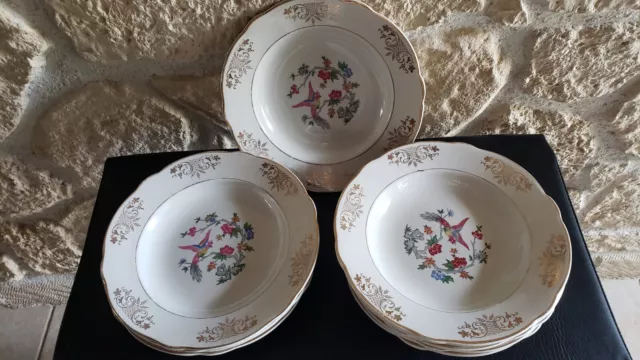 Lot de 10 assiettes creuses en faïence Lunéville