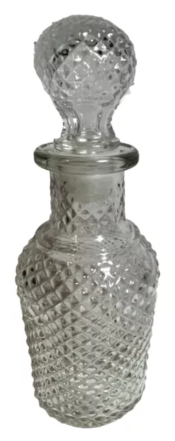 Vintage Clear Glass AVON Perfume Cologne Bottle with Stopper DIAMOND pattern