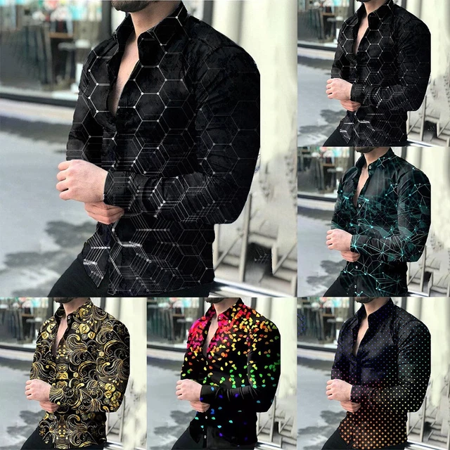 Hommes T Shirt Desseré Hauts Fête Chemise Printemps Vintage Vêtements 3D Imprimé