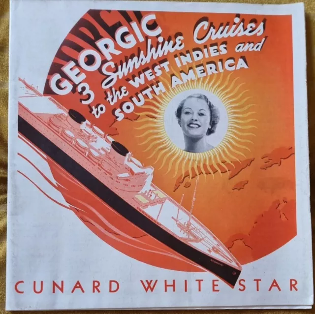 Cunard White Star Line 1935 M.V. Georgic Cruise Brochure/ Deck Plans